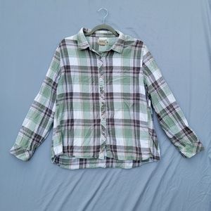 C.E.Schmidt Workwear Fit for Her Button Up Flannel Shirt Size XL GreenGray Plaid